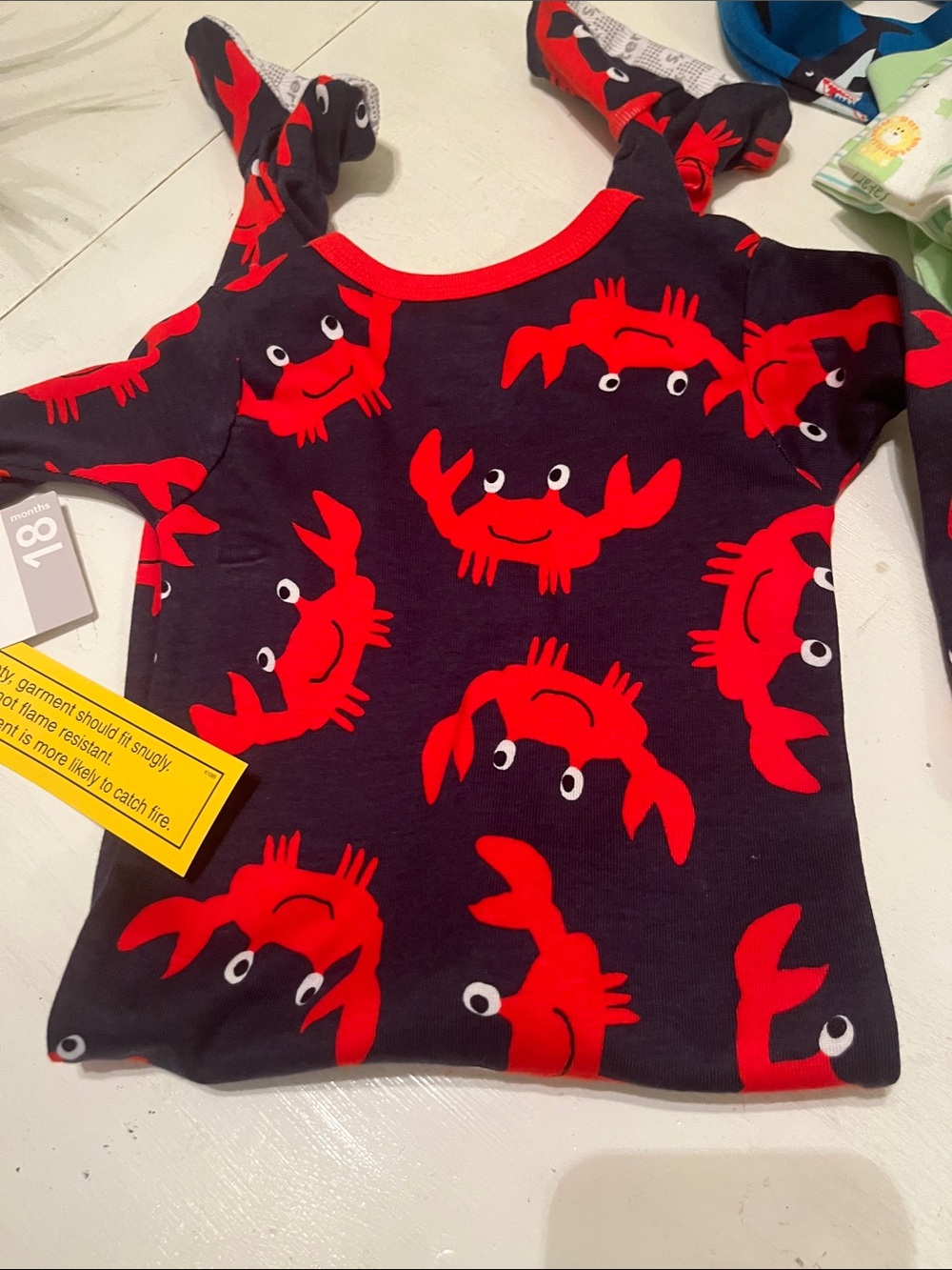 Carter's Navy Long Sleeve Top with Bright Red Crab Print